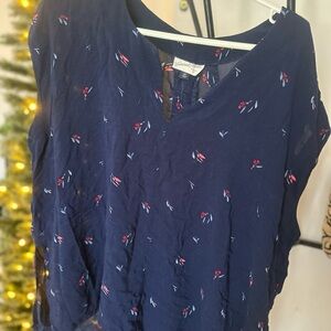 BOGO: Universal Thread Navy and Red Floral Blouse